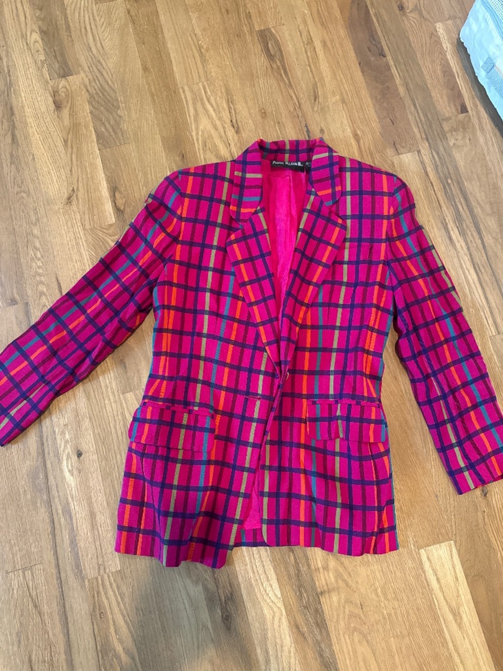 Vintage Anne Klein Hot Pink Colorful Blazer Size 2